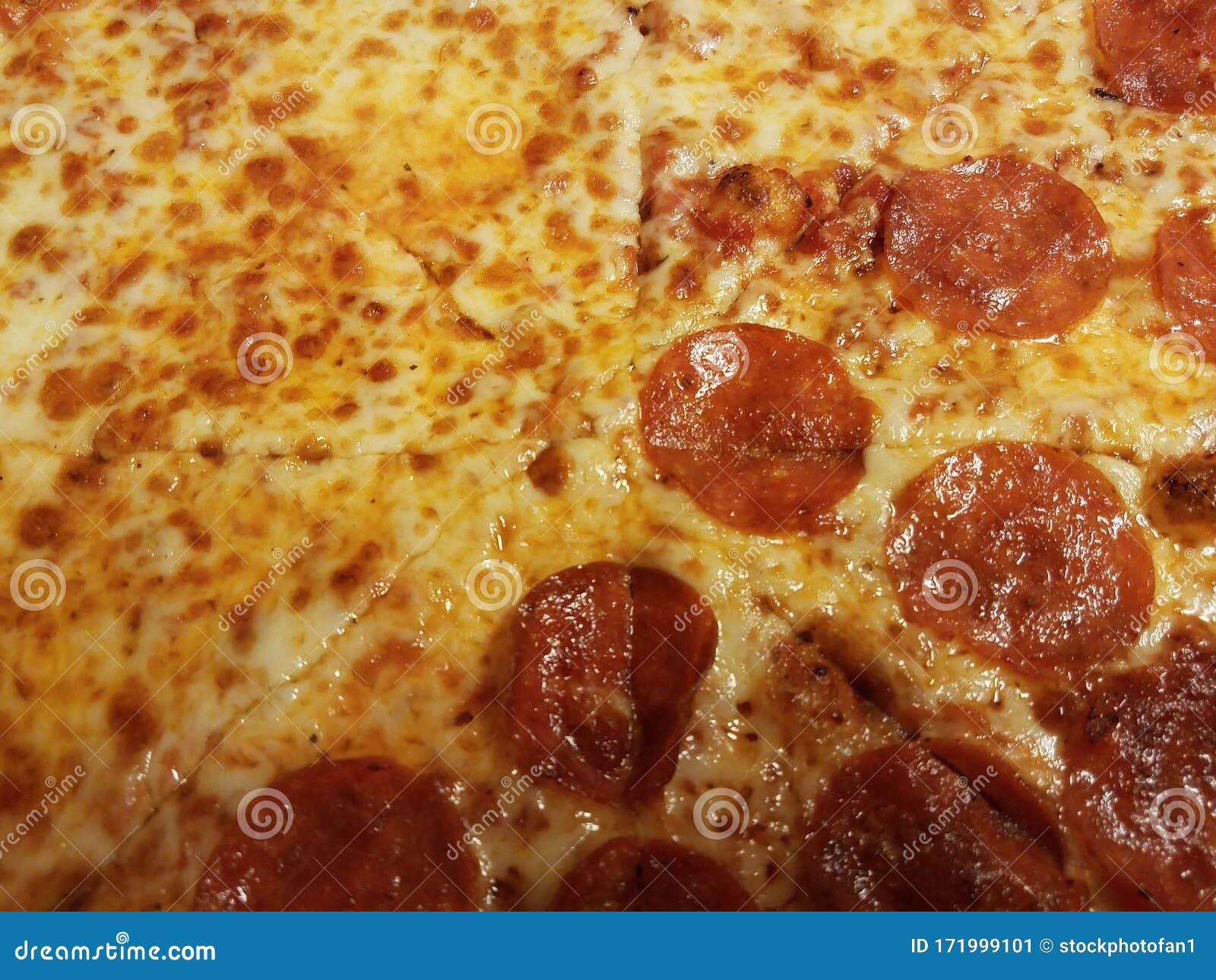 Half Cheese Half Pepperoni Cheesy Pizza Slices Stock Image Image of