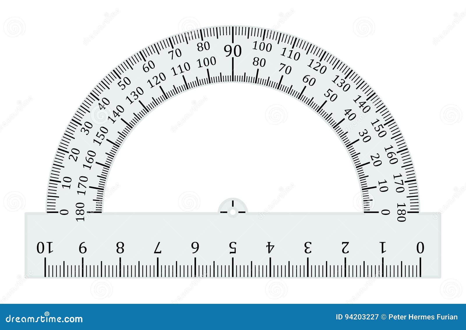 Half Circle Protractor Degrees Stock Vector - Illustration of geometry