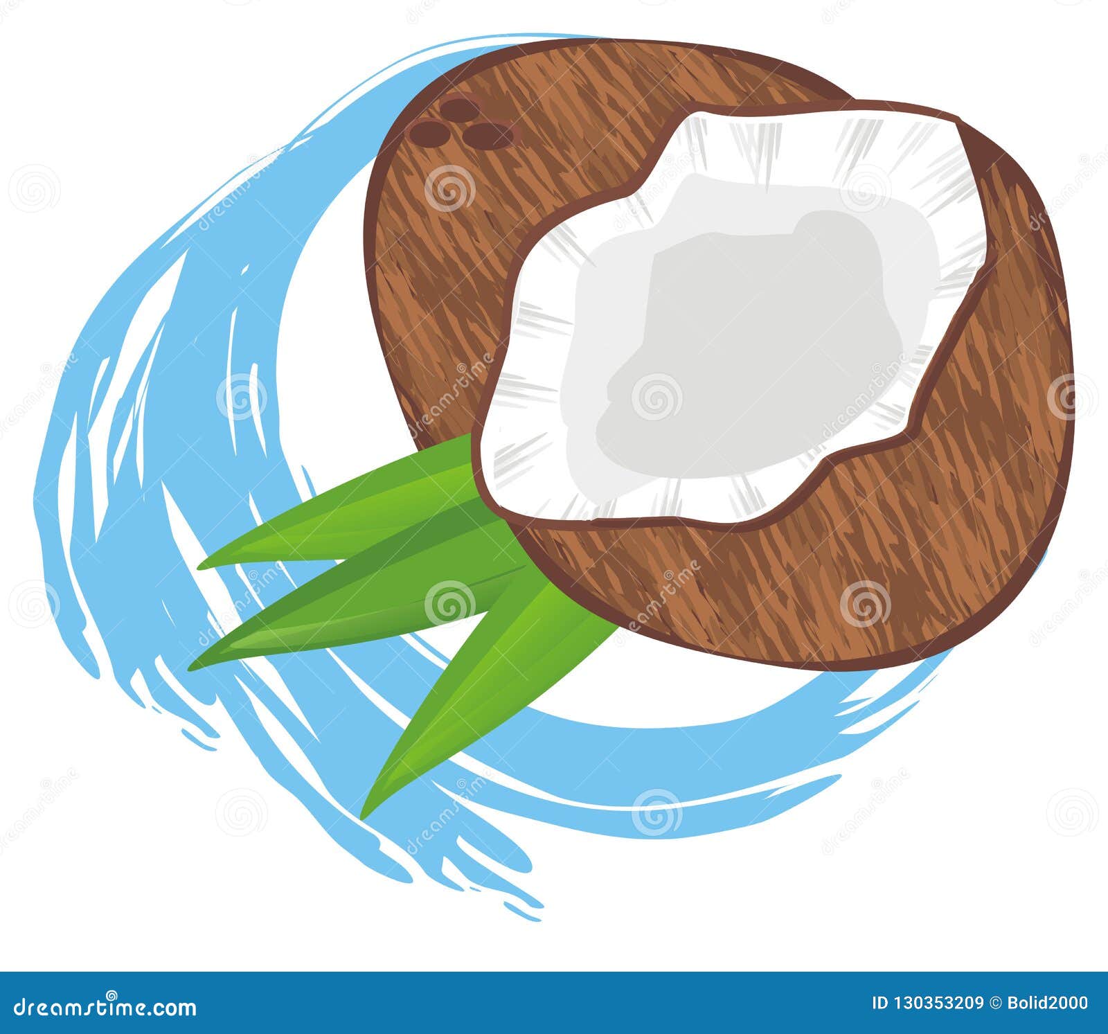 Coconut and water stock illustration. Illustration of coconut 130353209