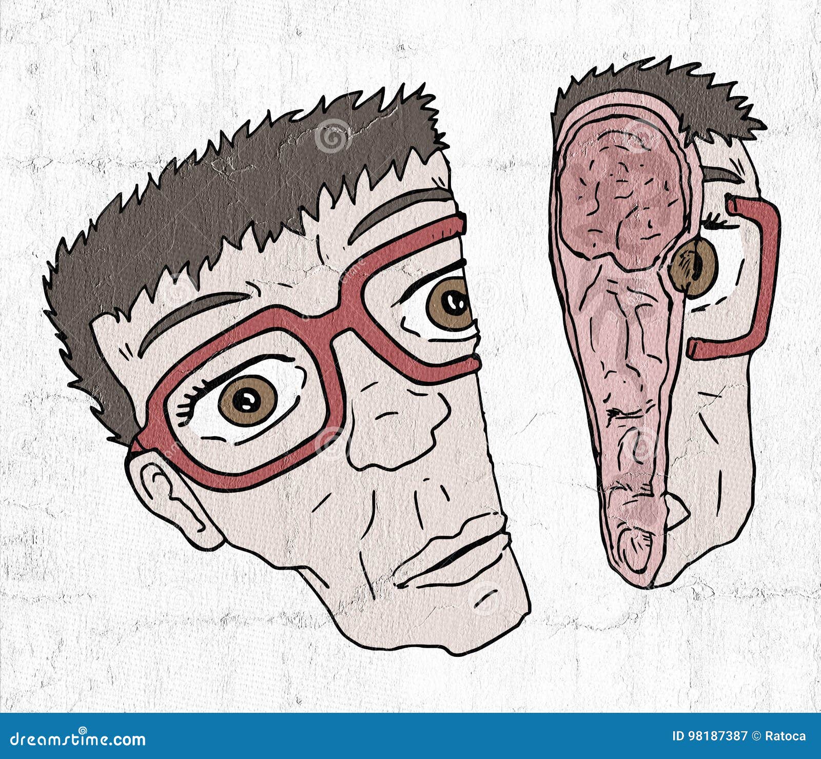Half face stock illustration. Illustration of face, cartoon - 98187387