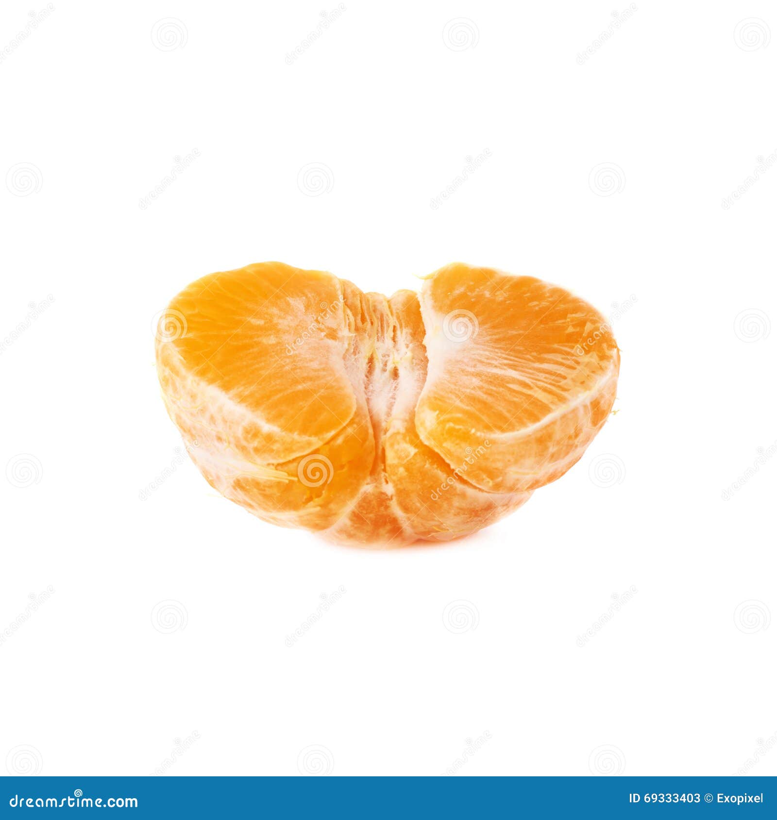 Half Of Fresh Juicy Tangerine Fruit Isolated Over The White Background