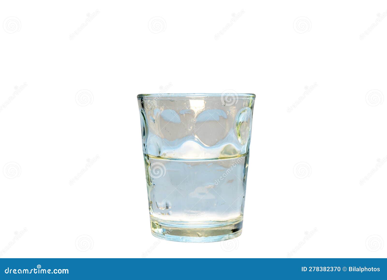 Half Glass Full with Water or Half Glass Empty Isolated on White