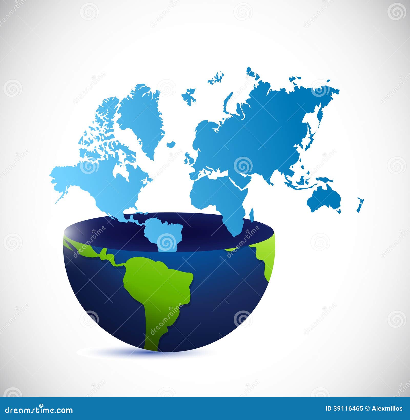 Half Globe And World Map Illustration Design RoyaltyFree Cartoon
