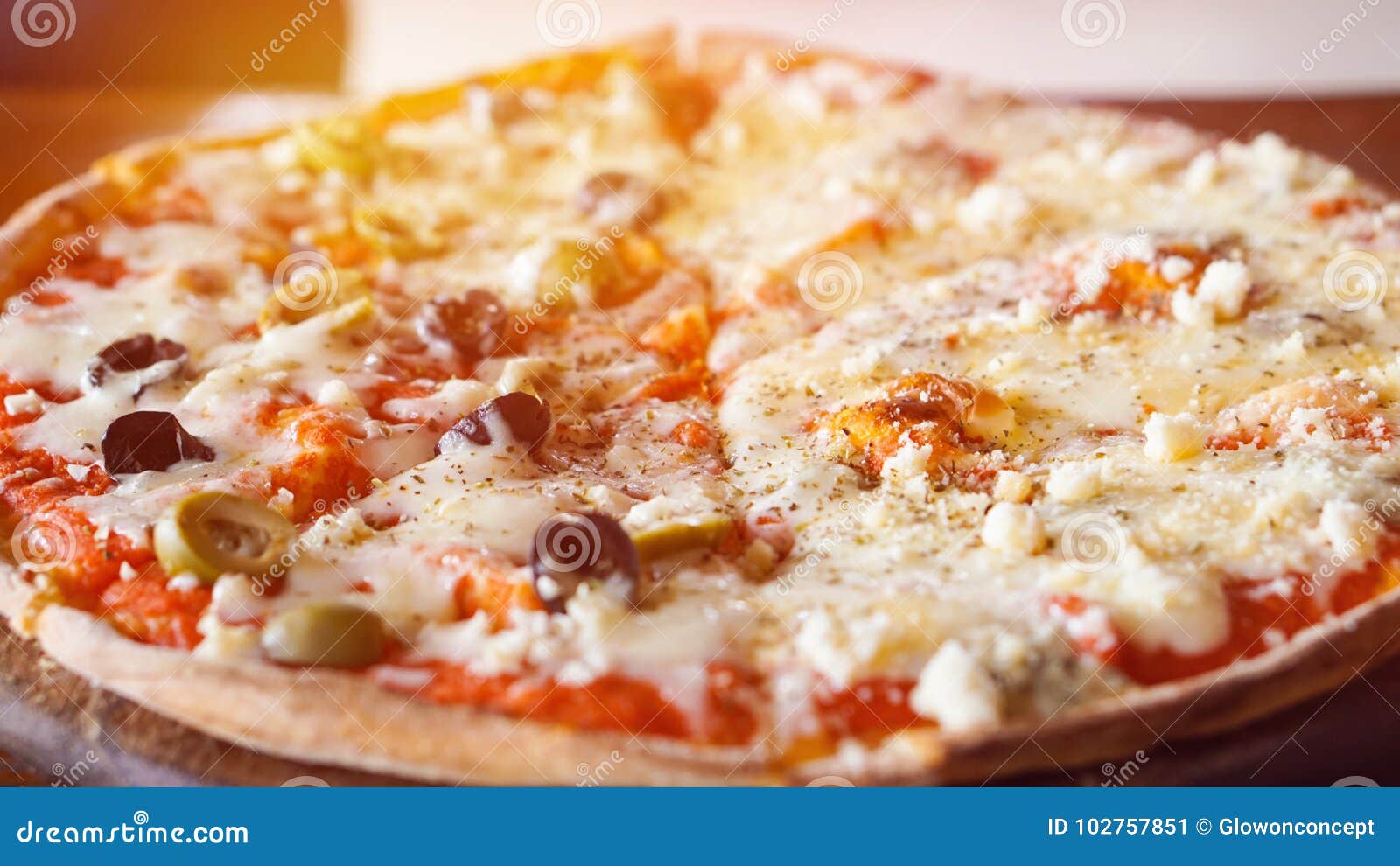 Half and Half Pizza with Different Made To Order Stock Image Image of