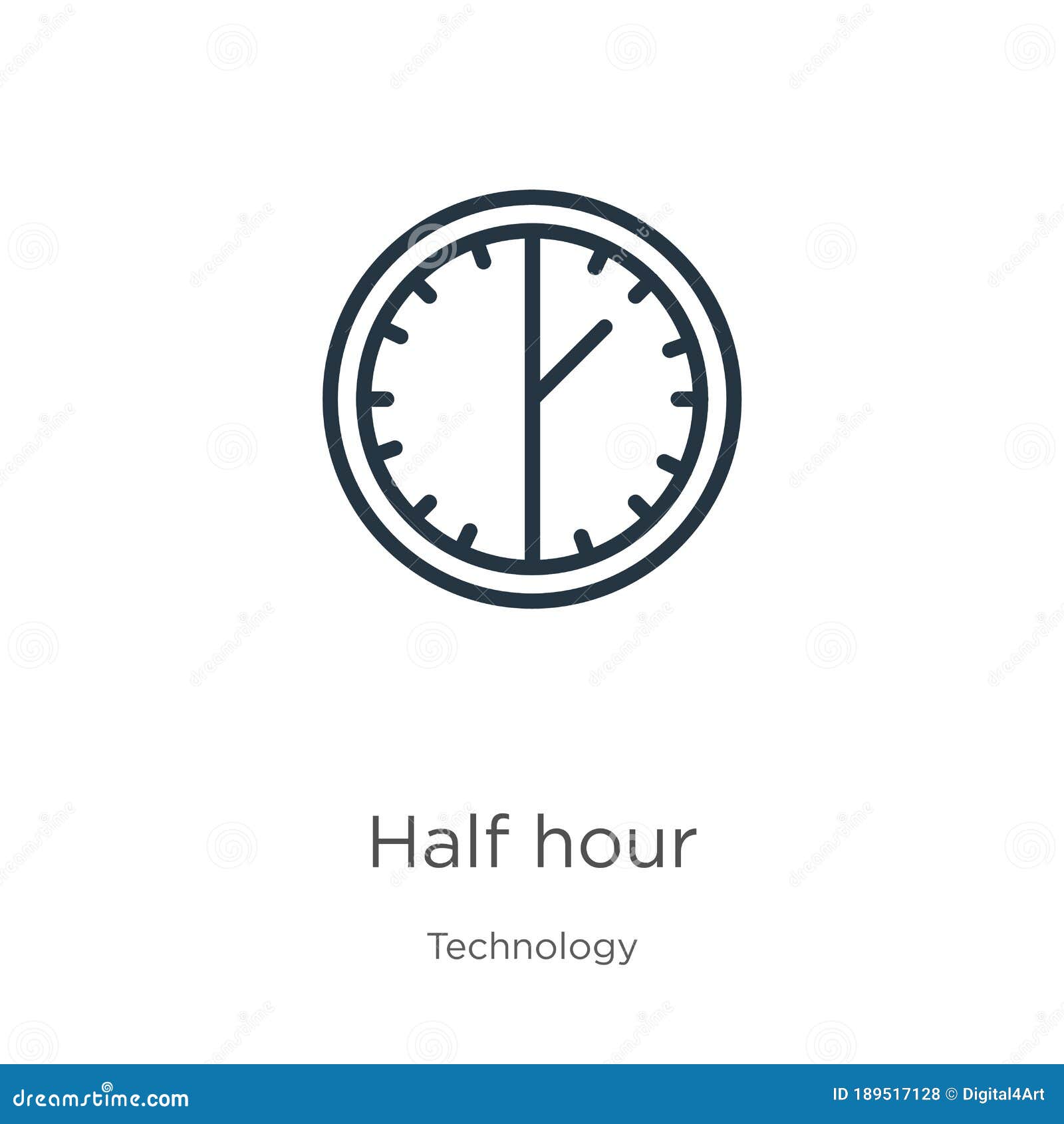 Half Hour Icon. Thin Linear Half Hour Outline Icon Isolated on White