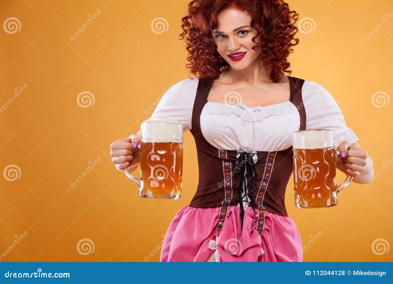 young oktoberfest waitress wearing