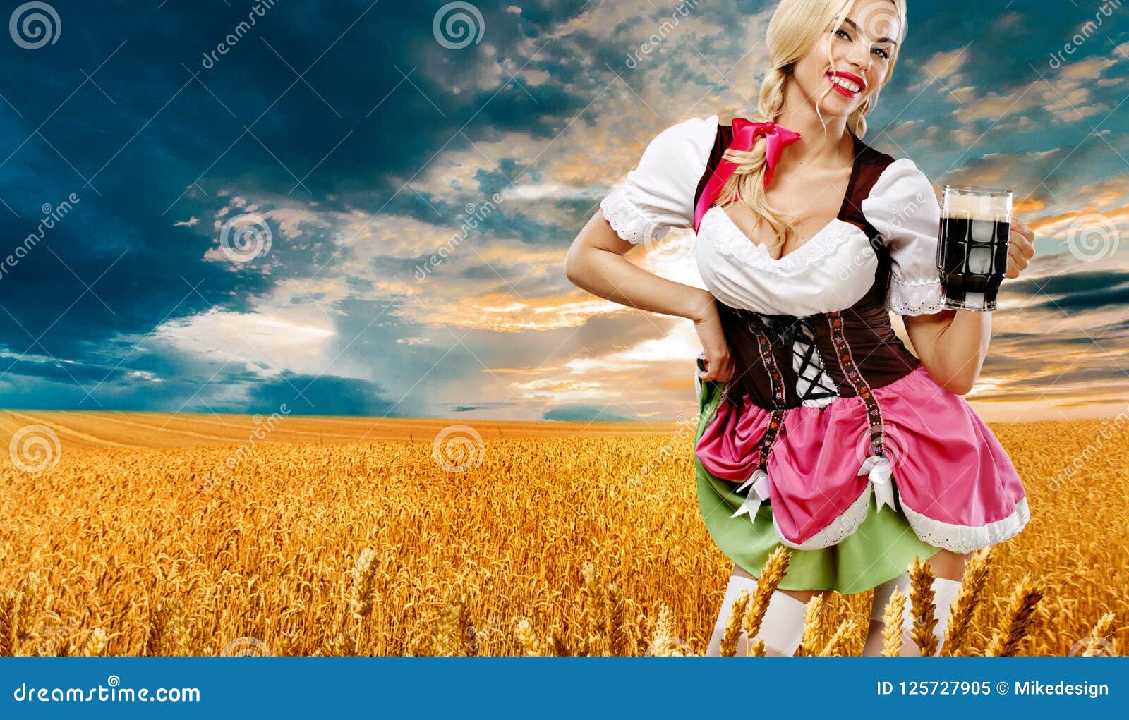 Beer Party Oktoberfest Woman Waitress In Munich