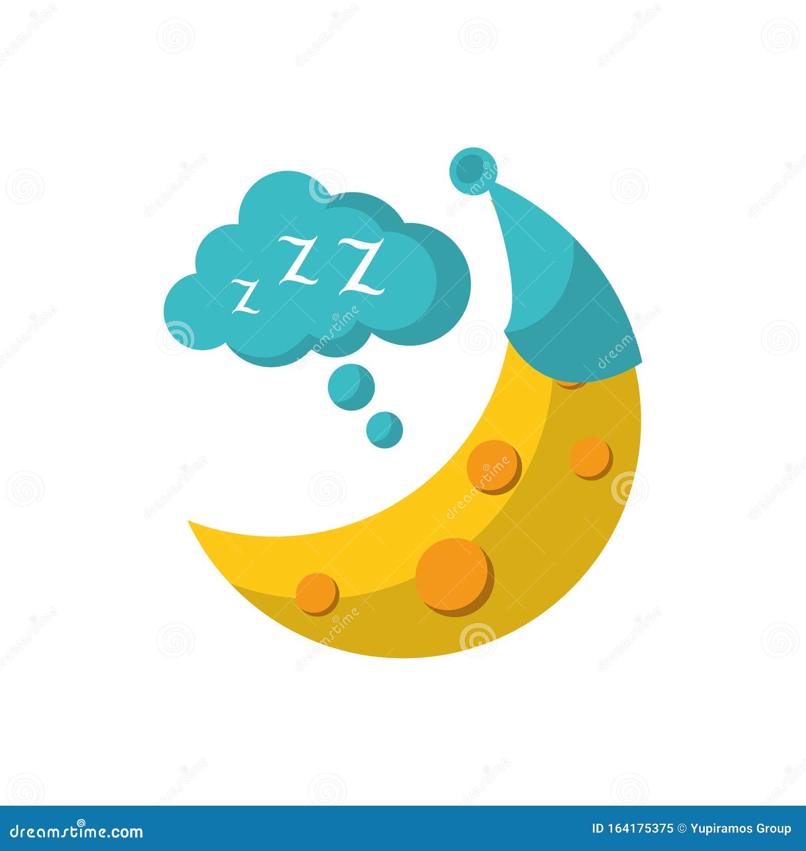 Half Moon with Hat Sleeping Flat Icon Image Stock Vector - Illustration ...