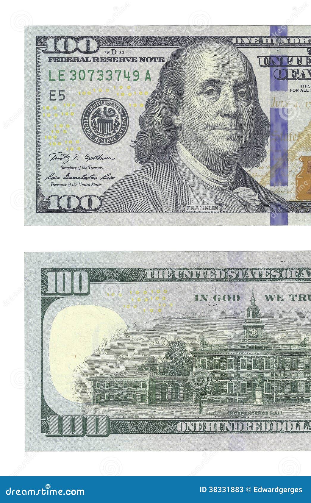 Half of New Hundred Dollars Bill Stock Image - Image of rich, loan ...