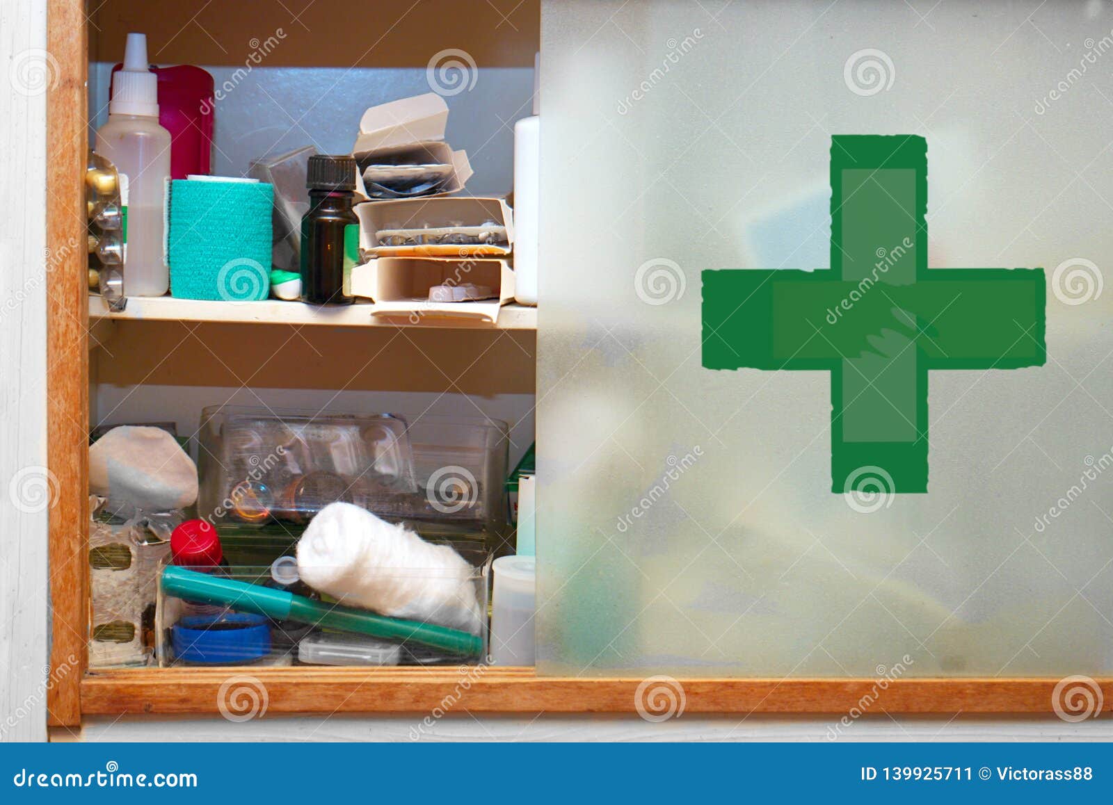 Half Open Shelf with First Aid Kit Stock Image Image of emergency, filtered 139925711