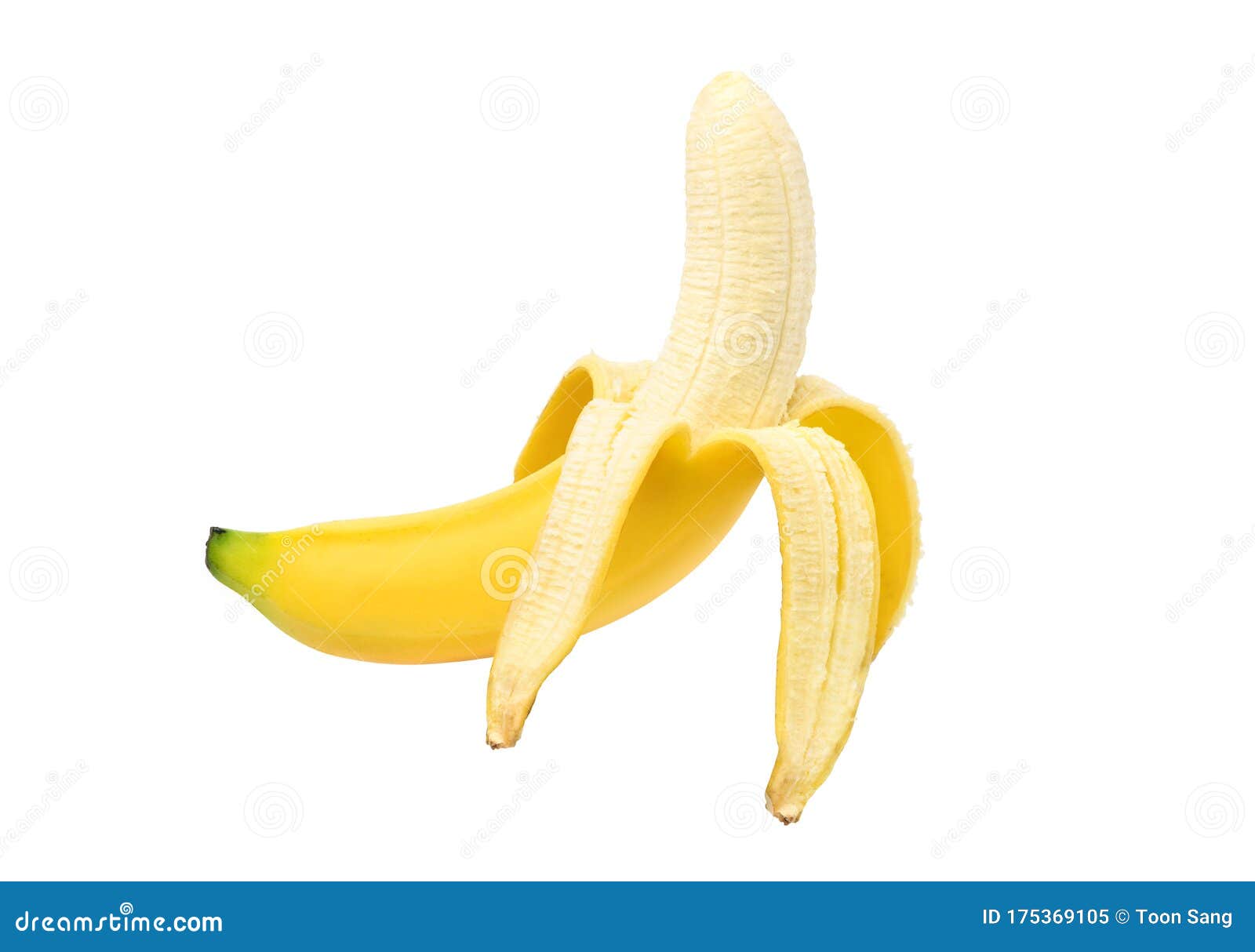 half peeled of ripe banana