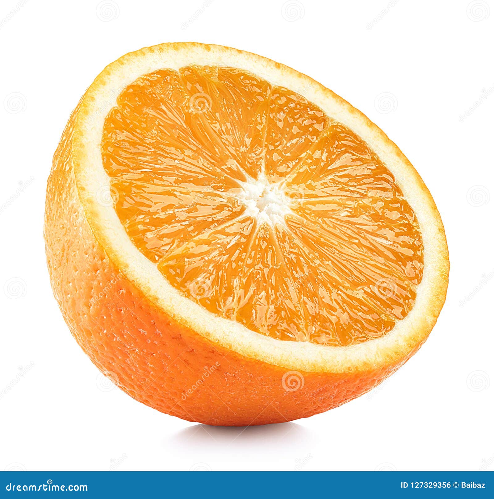 half of perfectly retouched orange fruit