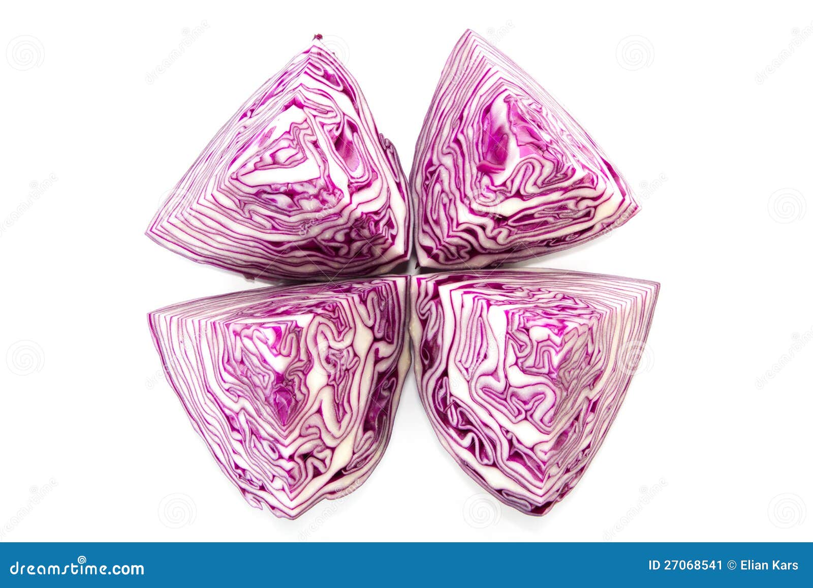 Half a Red Cabbage Cut into Four Quarters Stock Image Image of