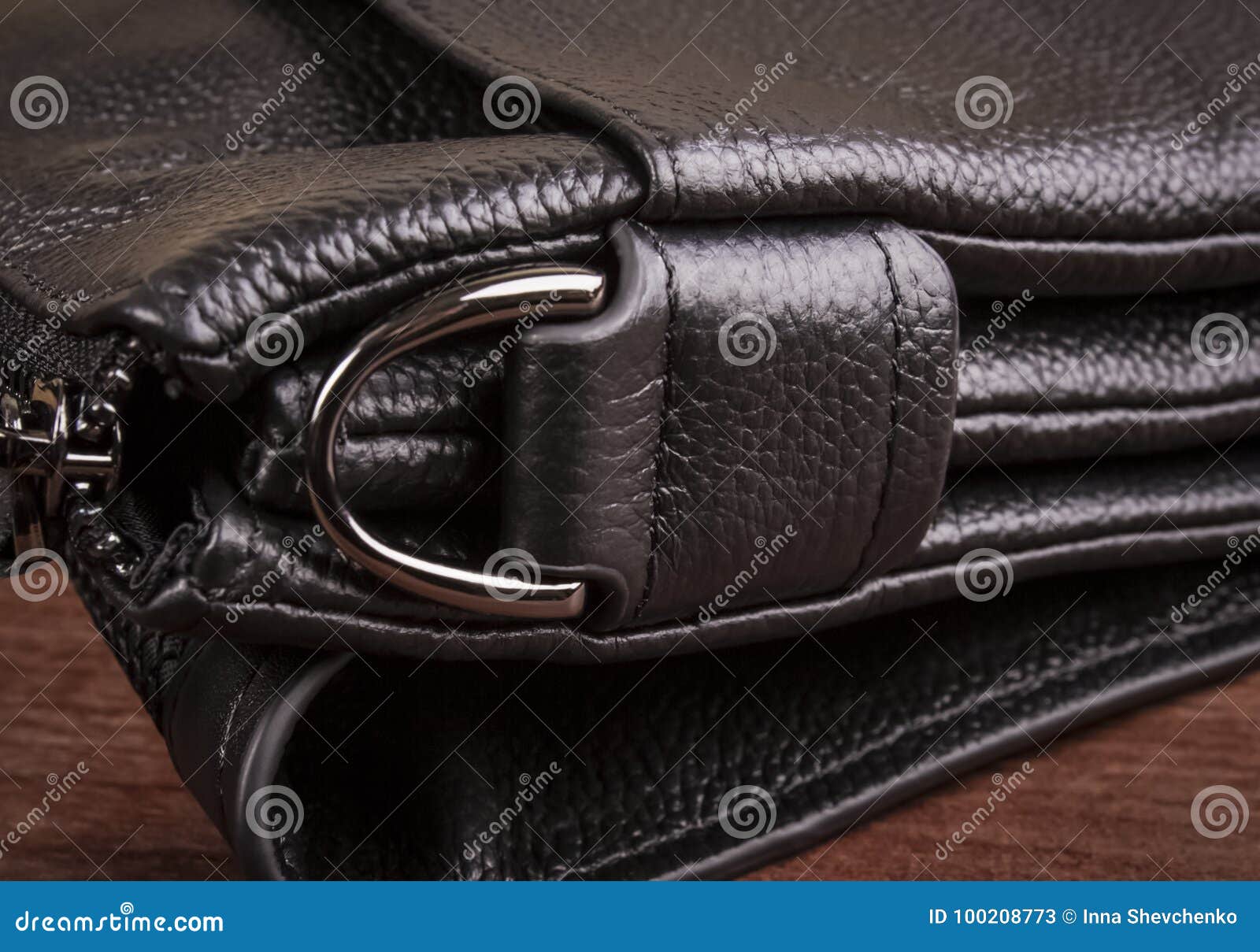 A Half Ring on a Leather Bag; Bag Details Stock Image - Image of ...