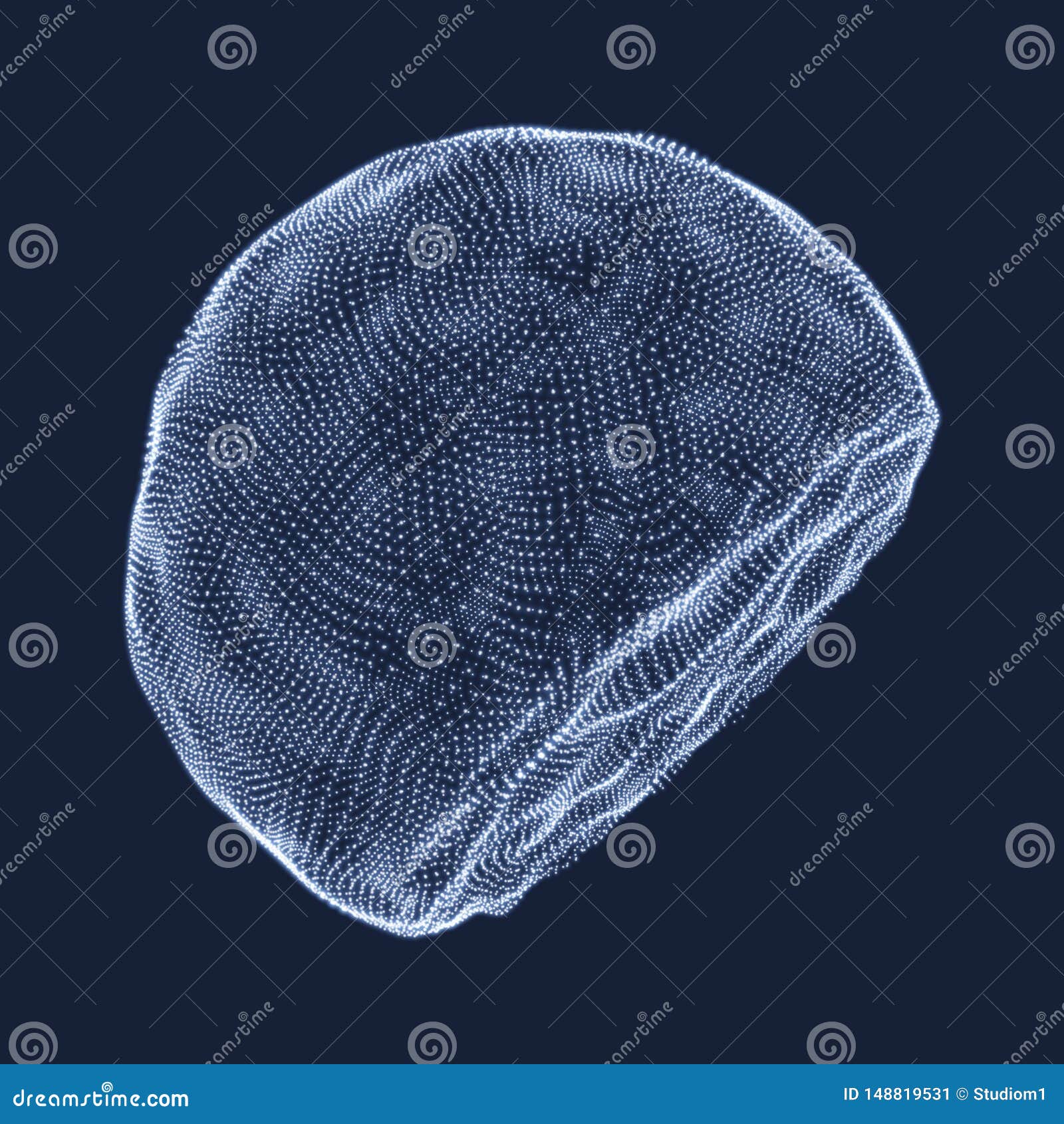 the half-sphere consisting of points. abstract grid. semi-sphere . 3d network . technology concept. 