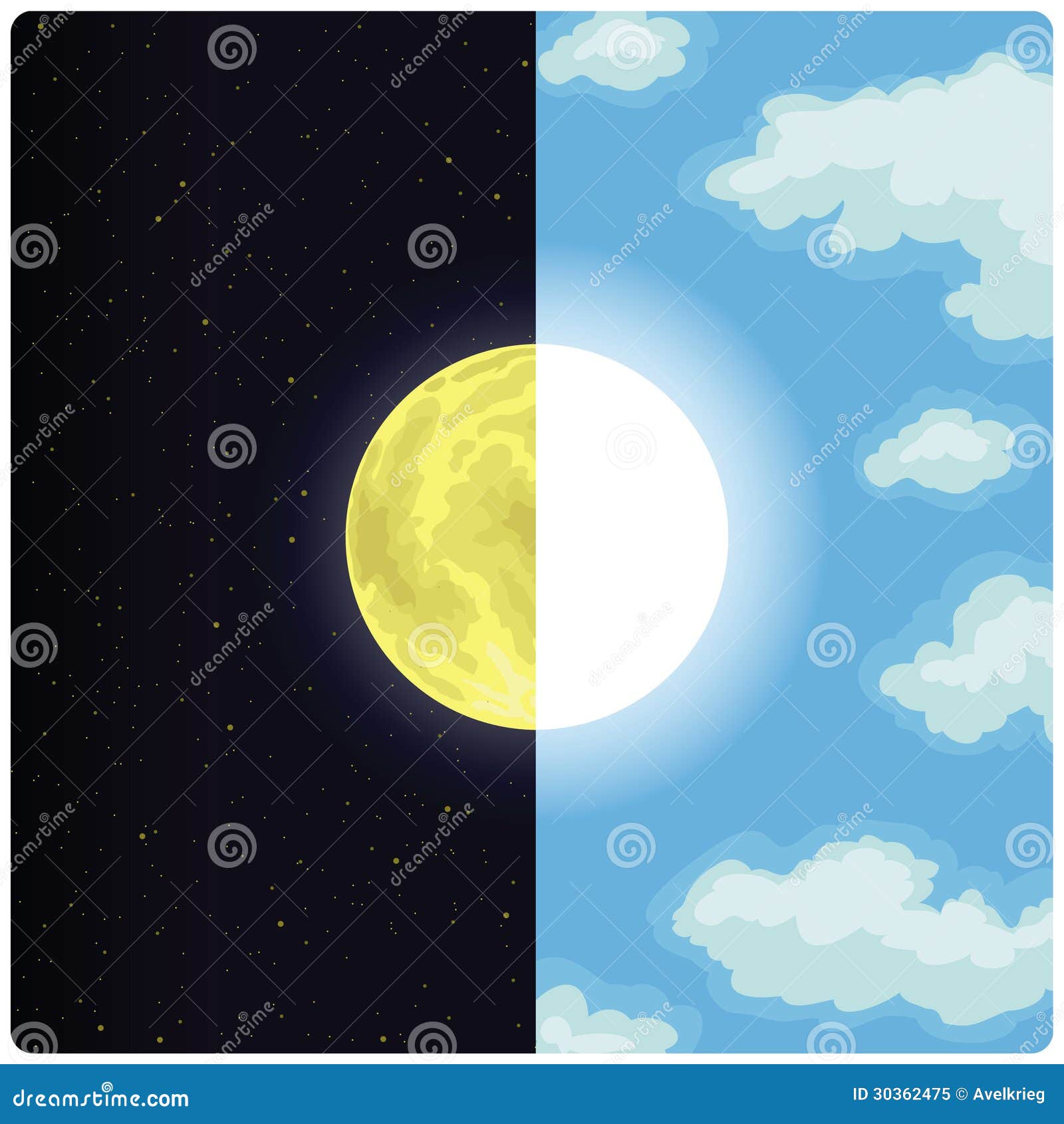 Half Sun & Moon stock vector. Illustration of scarred ...