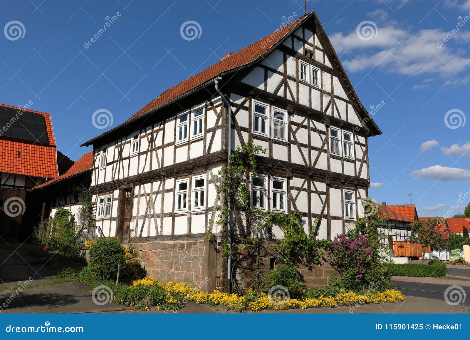 Halftimbered House in Northern Hesse Germany Stock Image Image of