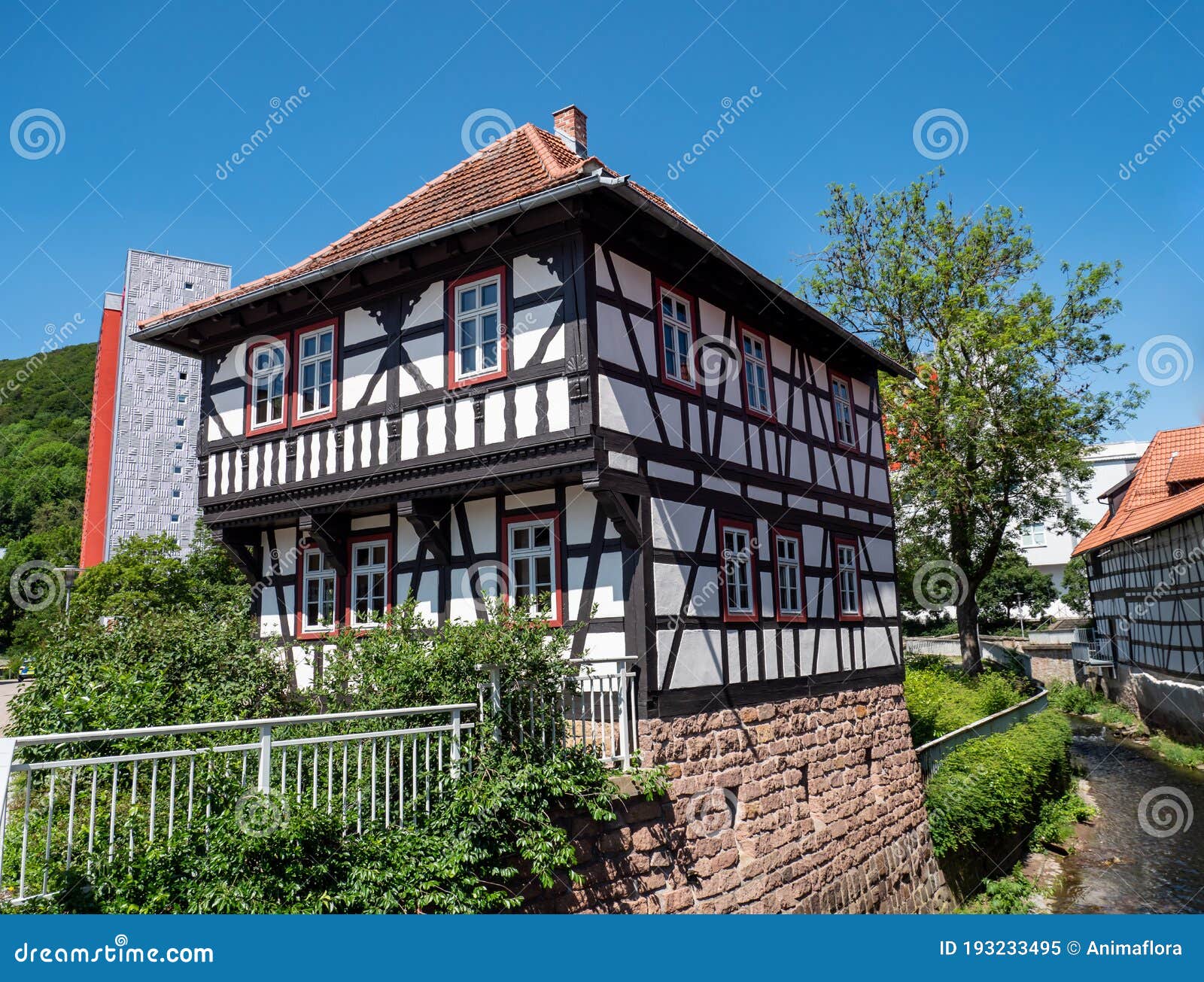 half-timbered house in suhl thuringia germany