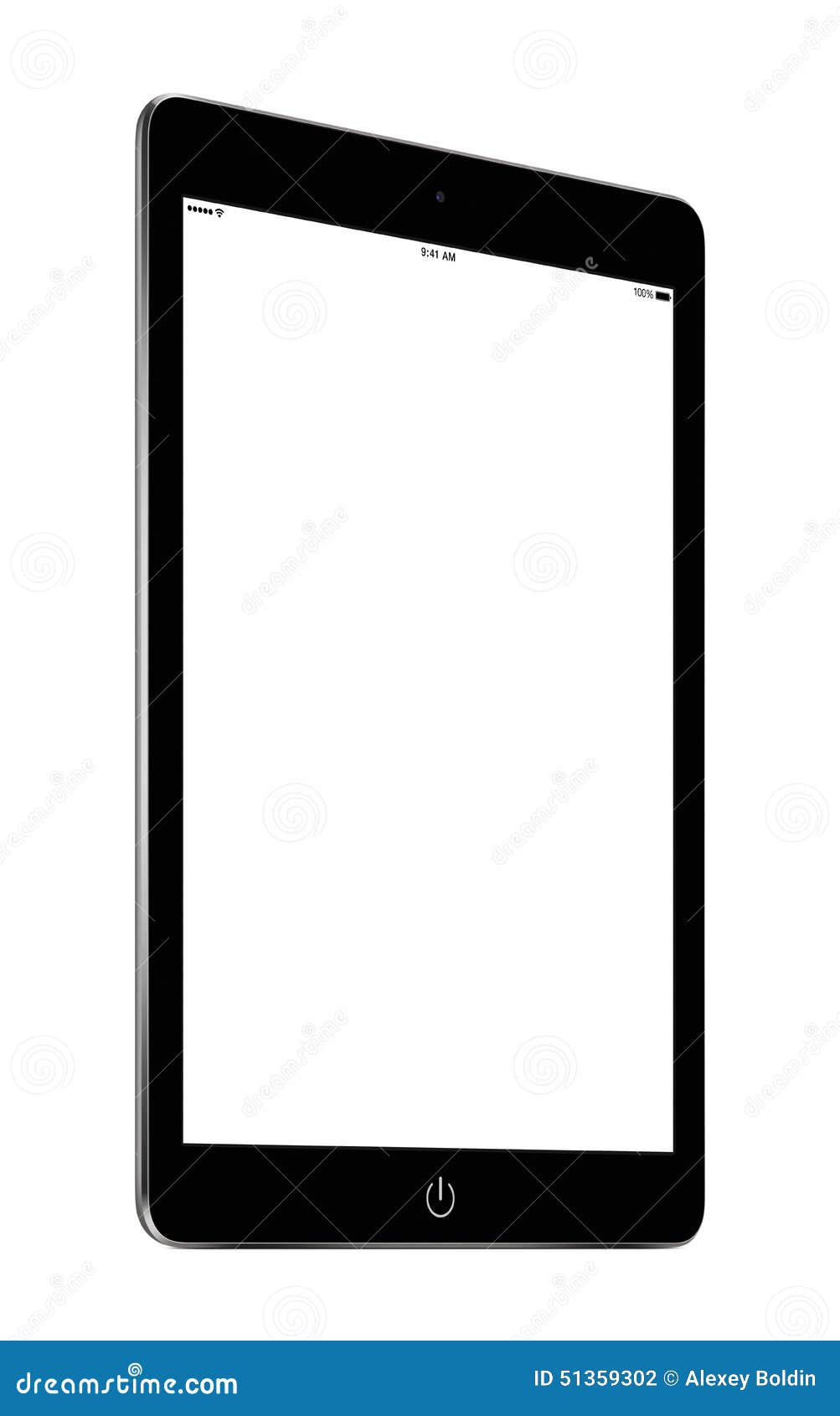 Half Turned Black Tablet Pc With Blank Screen Mockup On The Display