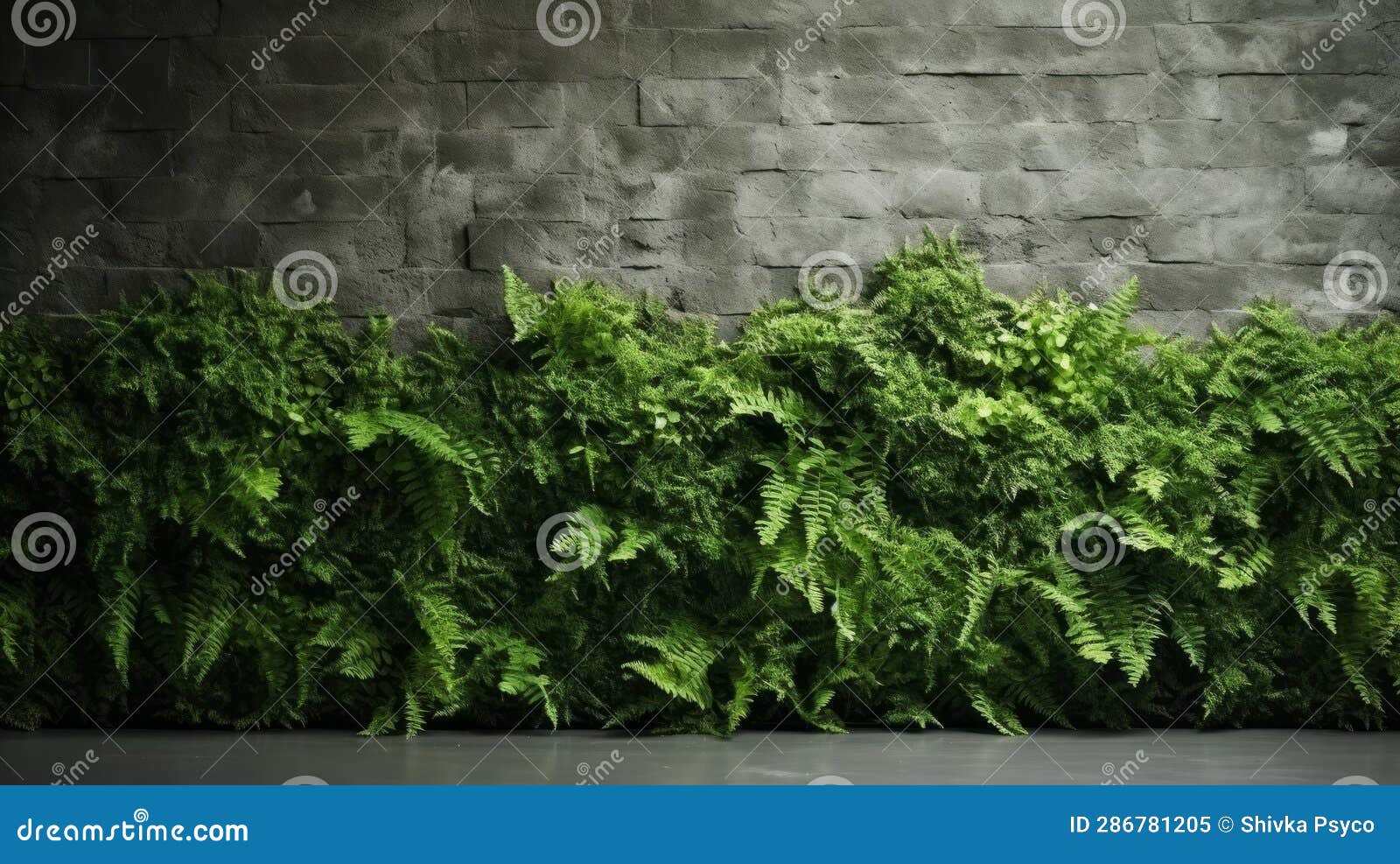 Half Wall Decorated with Natural Moss Generative AI Stock Illustration
