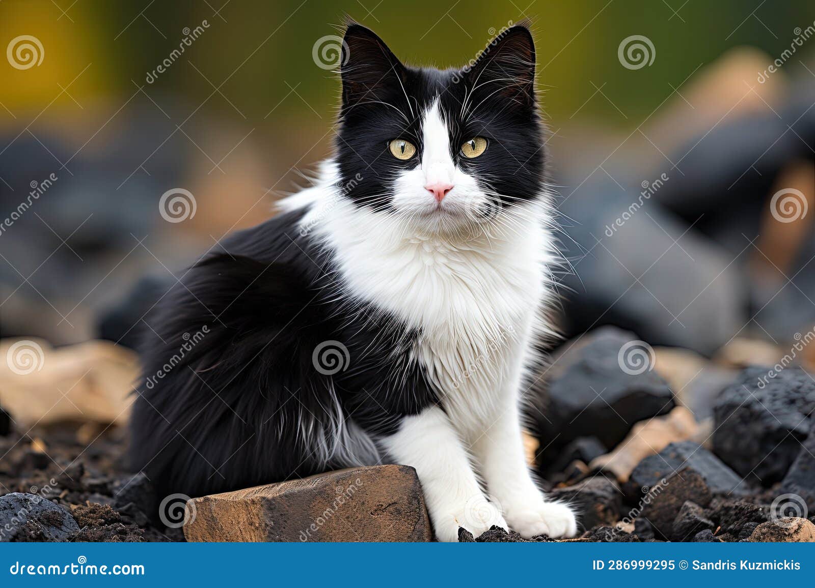 A Half White Half Black Cat. Generative AI Stock Image Image of furry