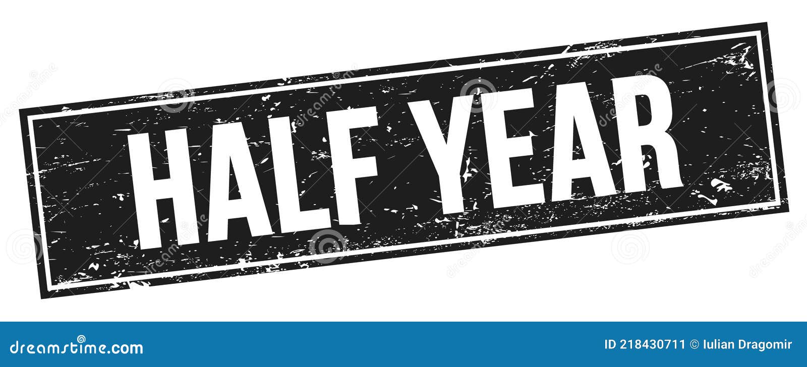 HALF YEAR Text on Black Grungy Rectangle Stamp Stock Illustration