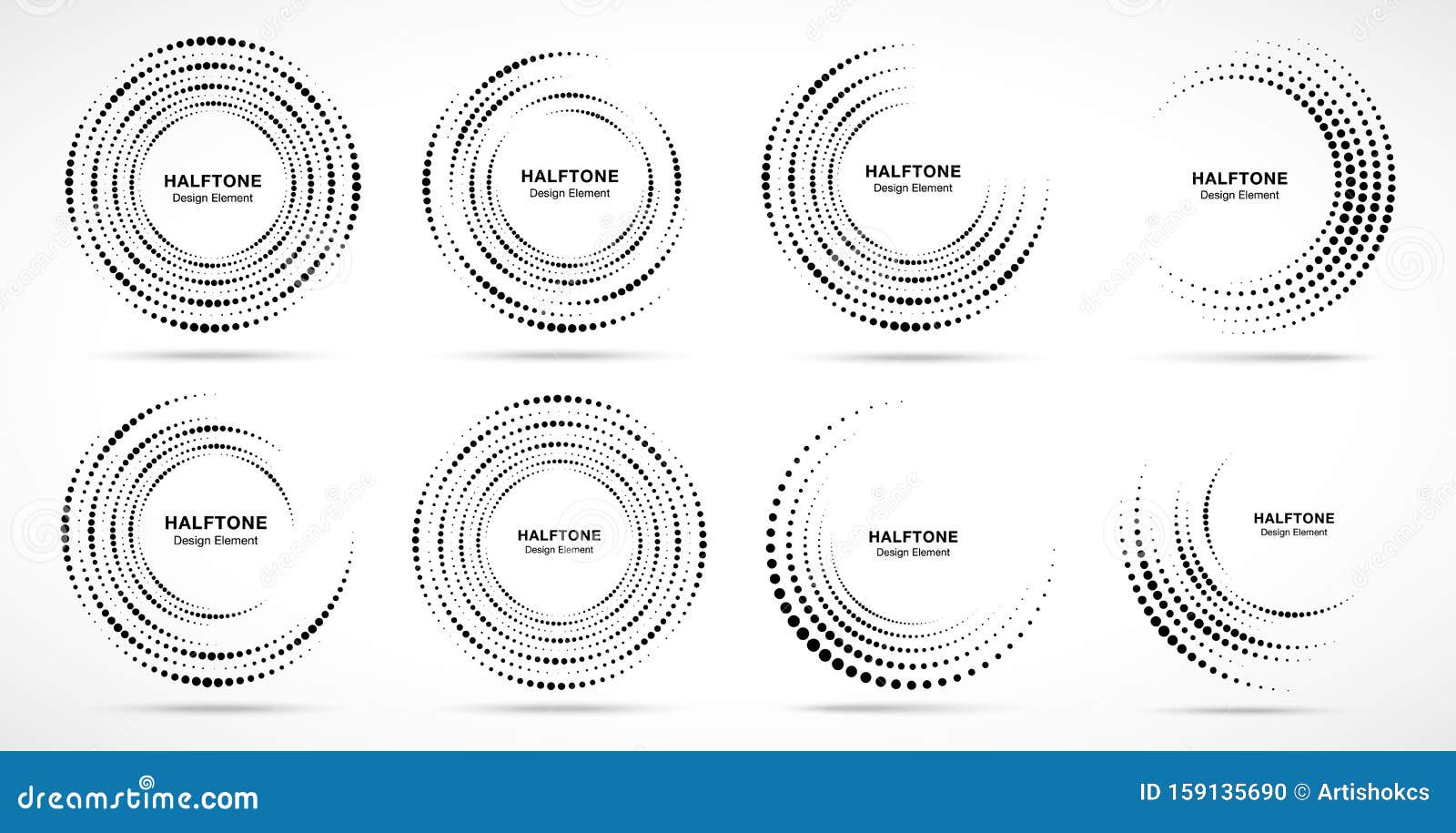 halftone circular dotted frames set. circle dots  on the white background. logo halftone  . 
