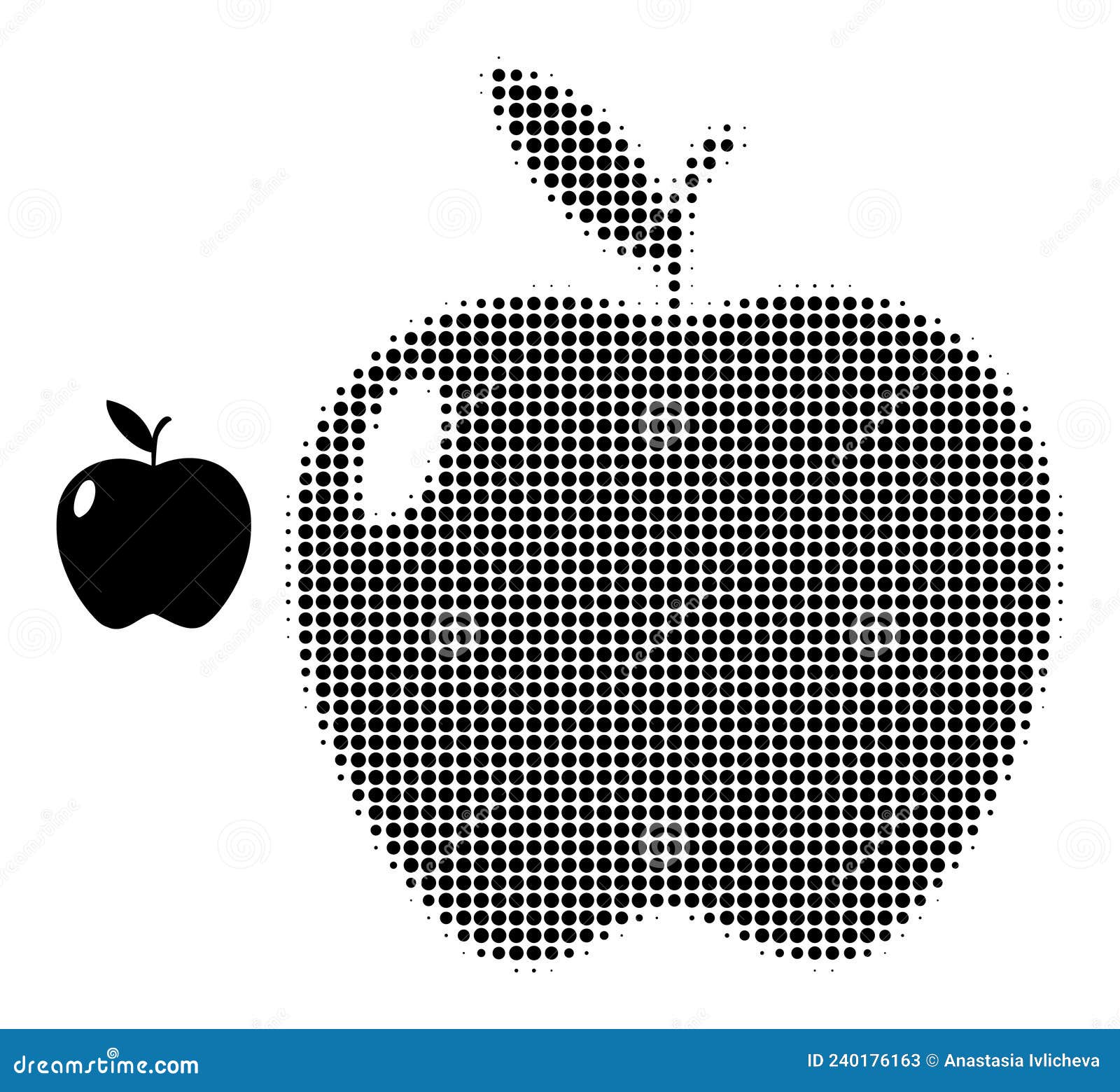Halftone Dotted Apple Fruit Icon Stock Vector Illustration of healthy