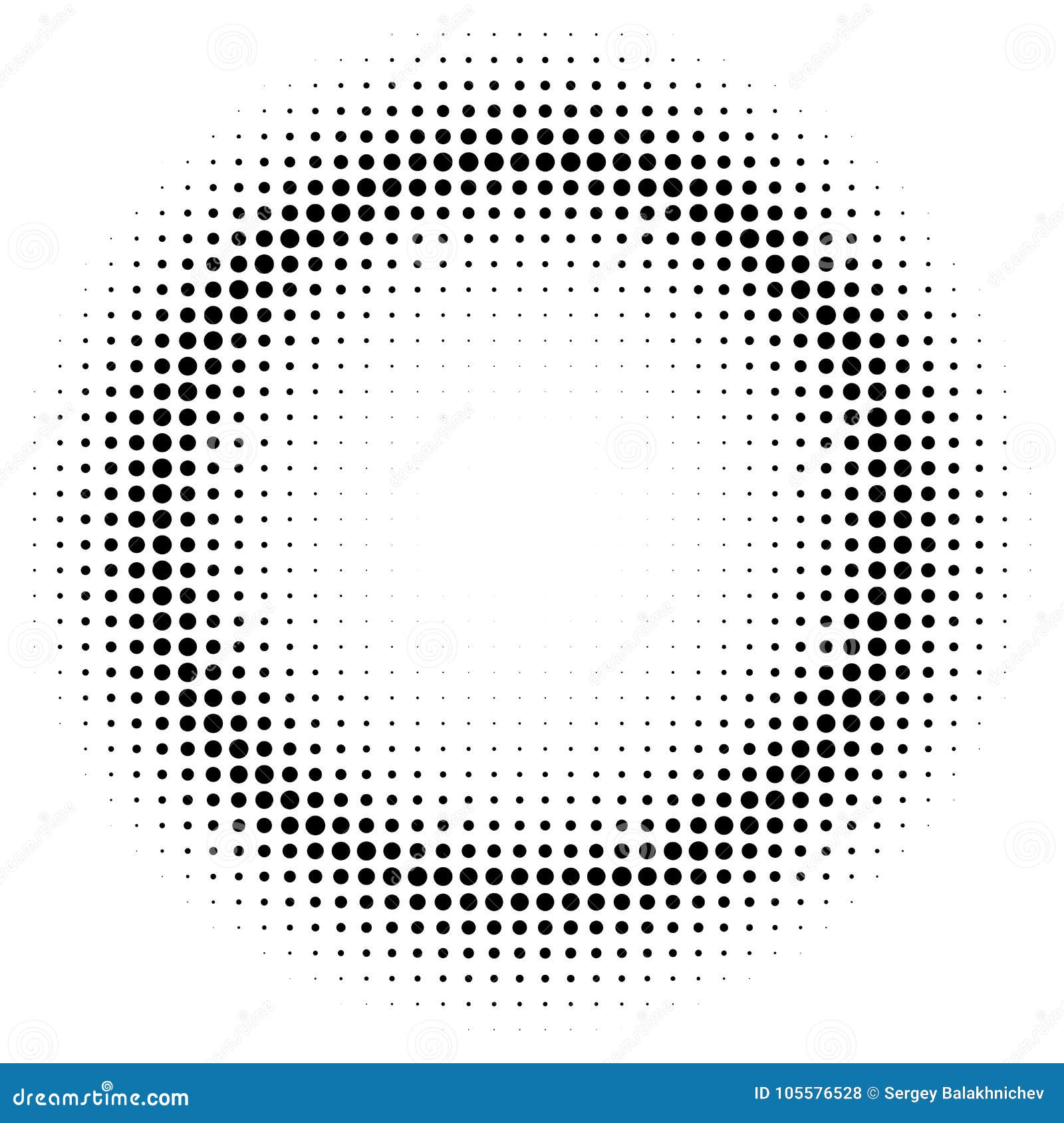 Halftone Effect On White Background Ring Of Dots Radial Gradient