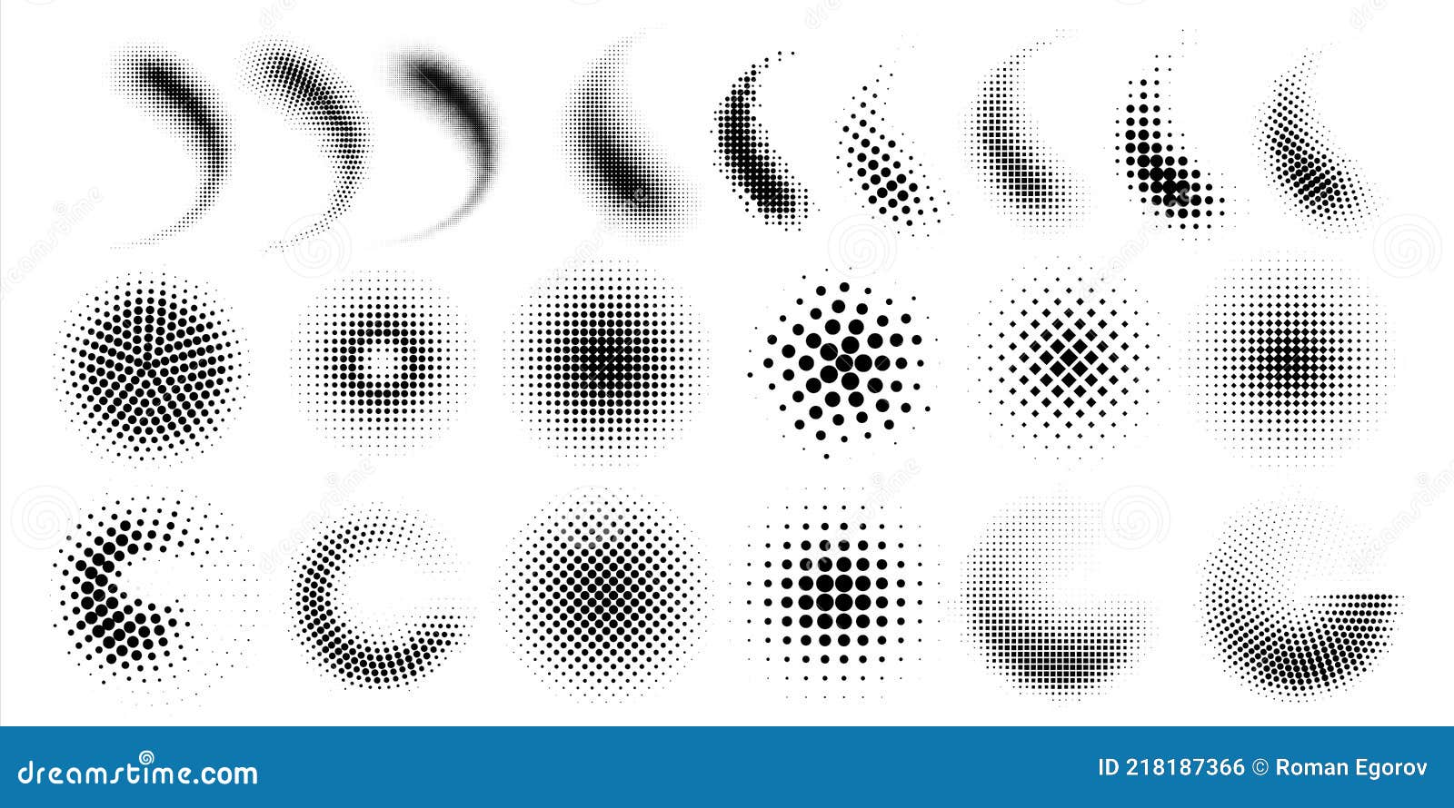 halftone gradient spray. dots and circles half tone graphic s. black points round s or curved smears. comic