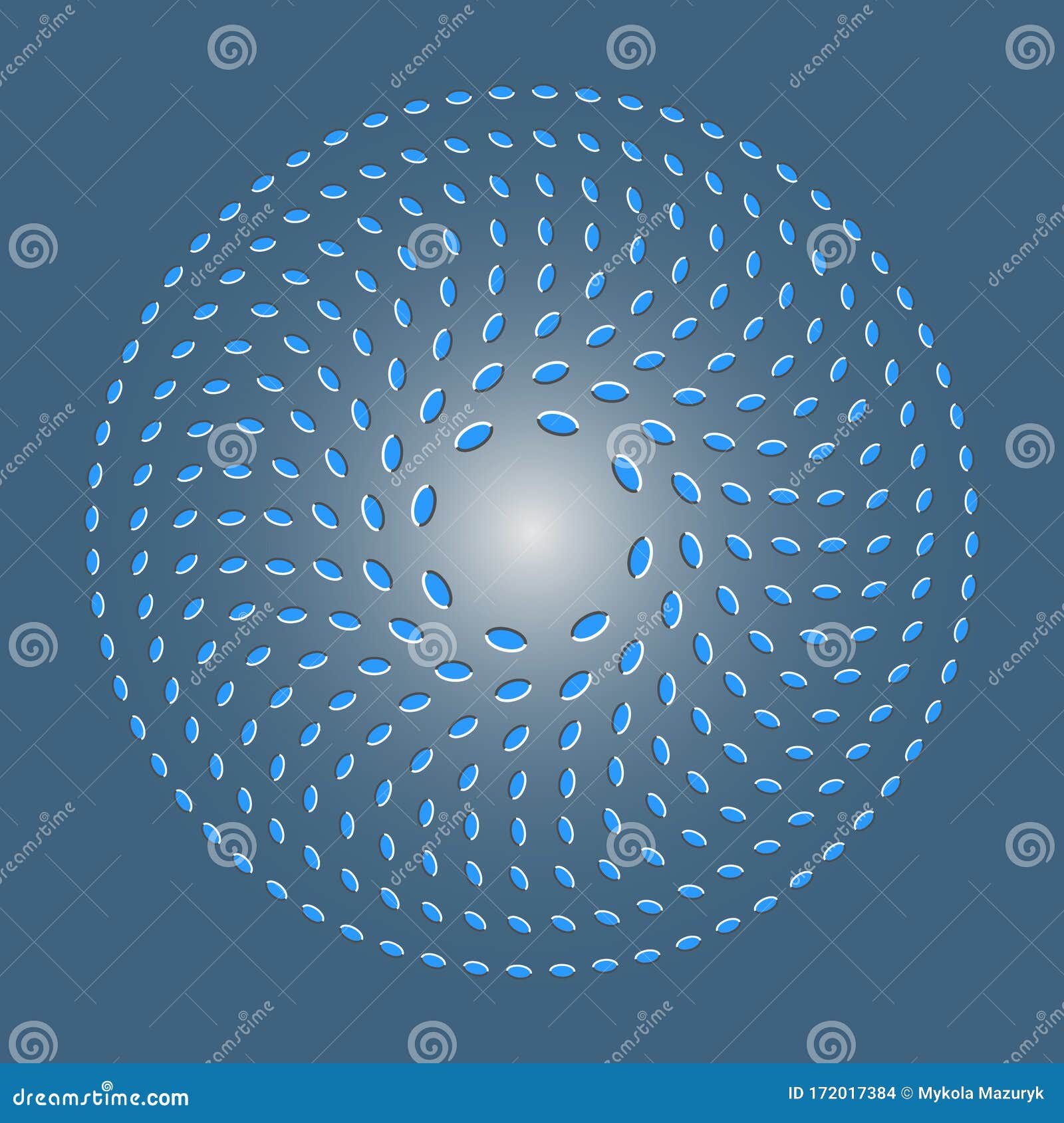 Halftone Optical Illusion Circle with Rounded Shapes Stock Vector