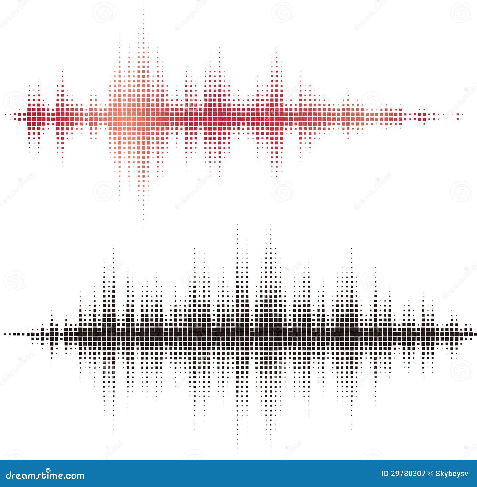 Halftone Square Vector Elements.Vector Sound Waves Stock Vector