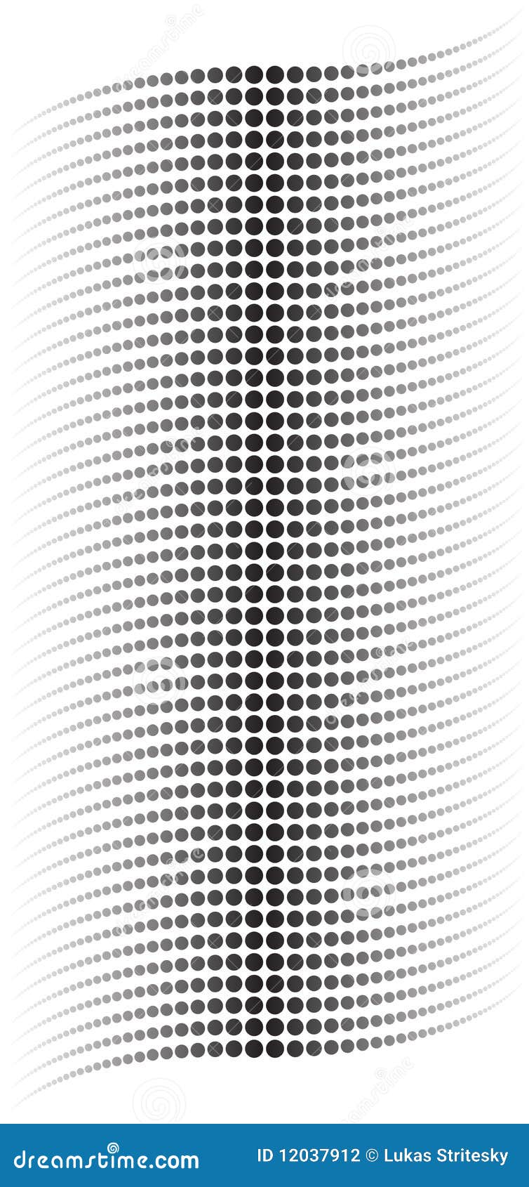 Black dots making a vertical banner of a halftone wave.