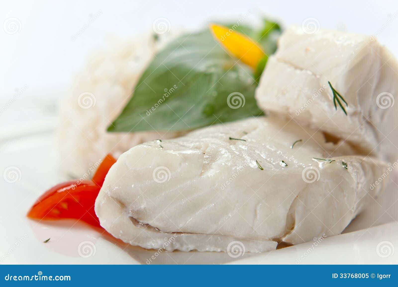 Halibut with greens stock image. Image of filet, portion 33768005