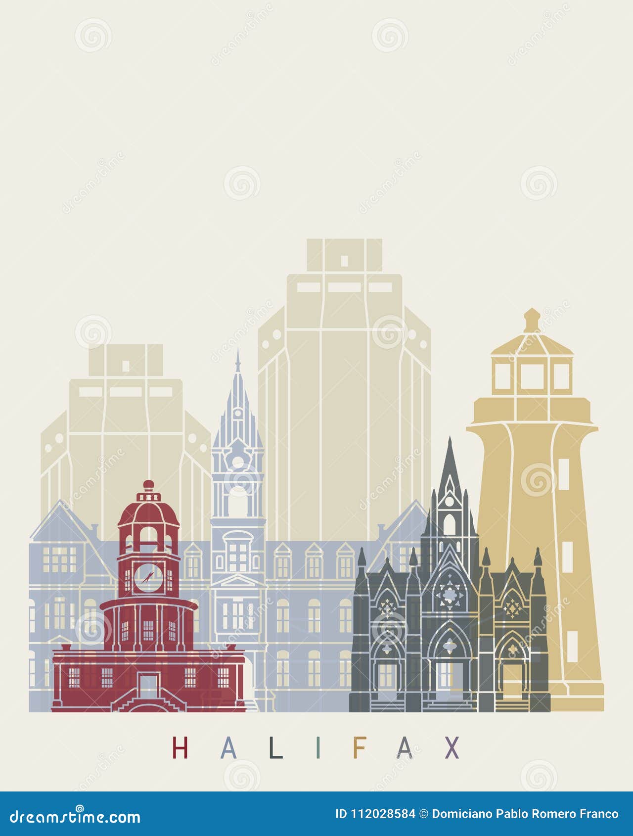 Halifax V2 skyline poster stock vector. Illustration of poster 112028584
