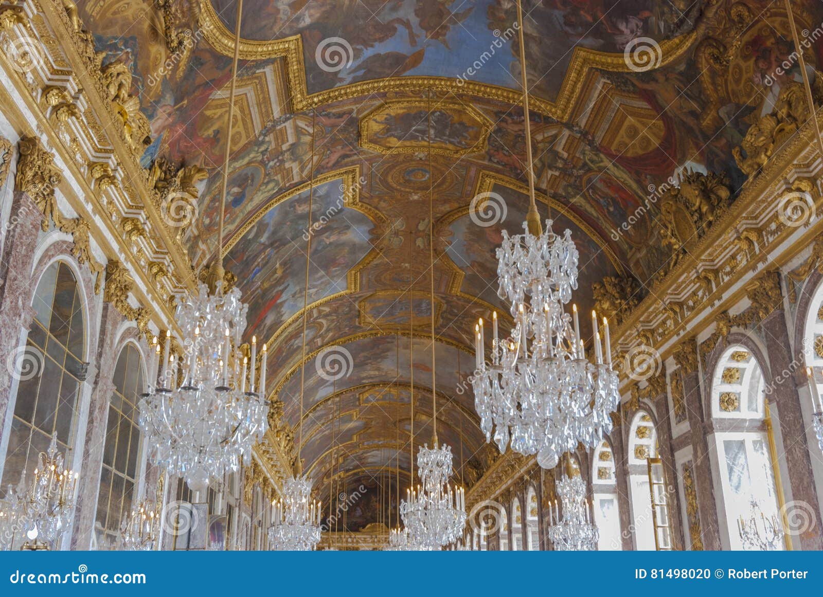 The Hall Of Mirrors In The Palace Of Versailles Stock Photo