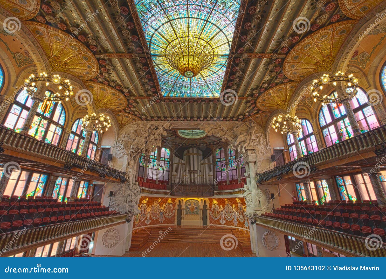 hall at palau de la musica catalana, barcelona, spain, 2014