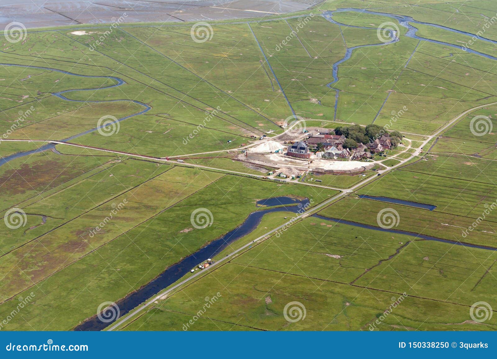 hallig hooge, aerial photo of the schleswig-holstein wadden sea national park