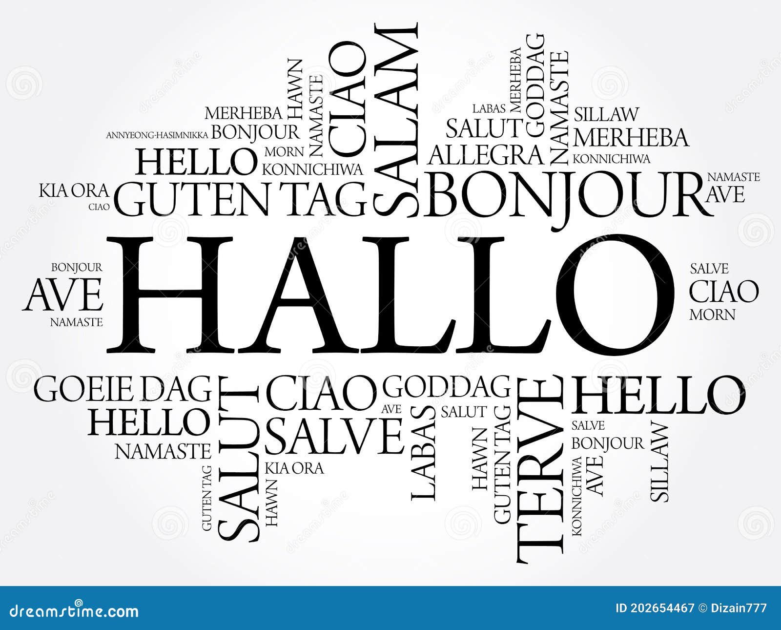 Hallo Hello Greeting In German Word Cloud In Different Languages
