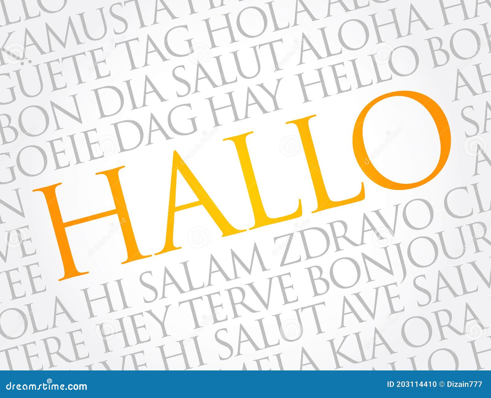 Hallo Hello Greeting In German Word Cloud Concept Stock Illustration