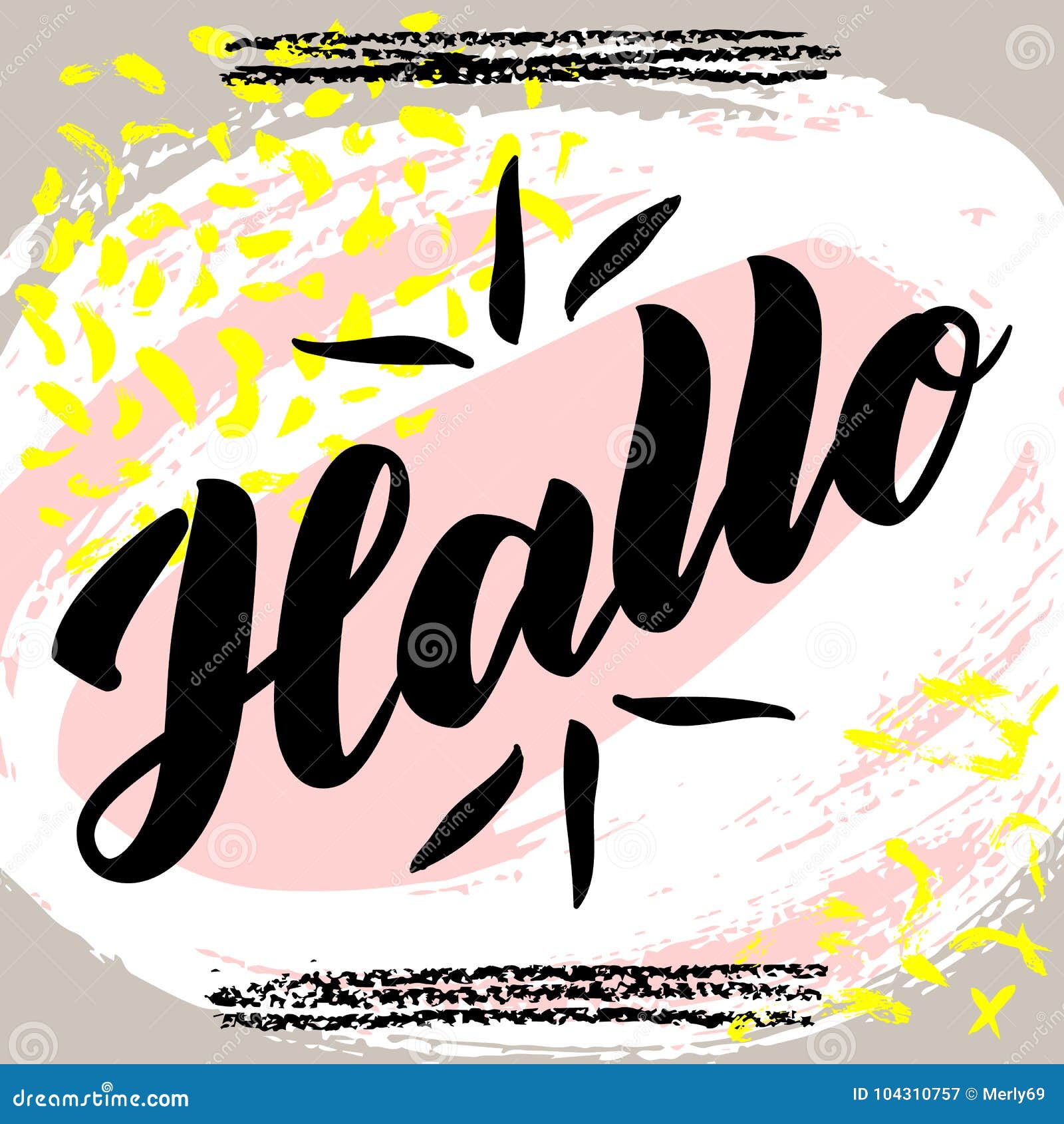 Hallo Palavra Olá!, Bom Dia No Alemão Caligrafia Elegante Ilustração Do  Vetor No Fundo Colorido Abstrato Ilustração do Vetor - Ilustração de  projeto, salsichas: 104310757
