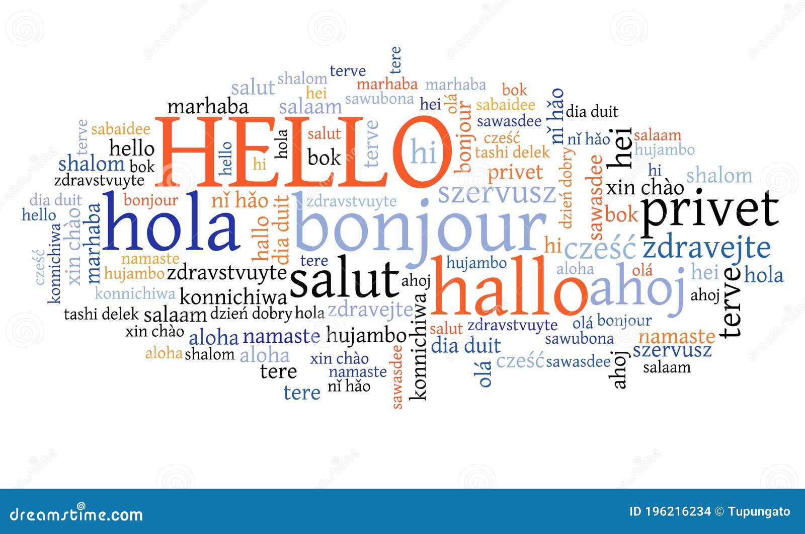 Hallo Textcollage stock abbildung. Illustration von englisch 196216234