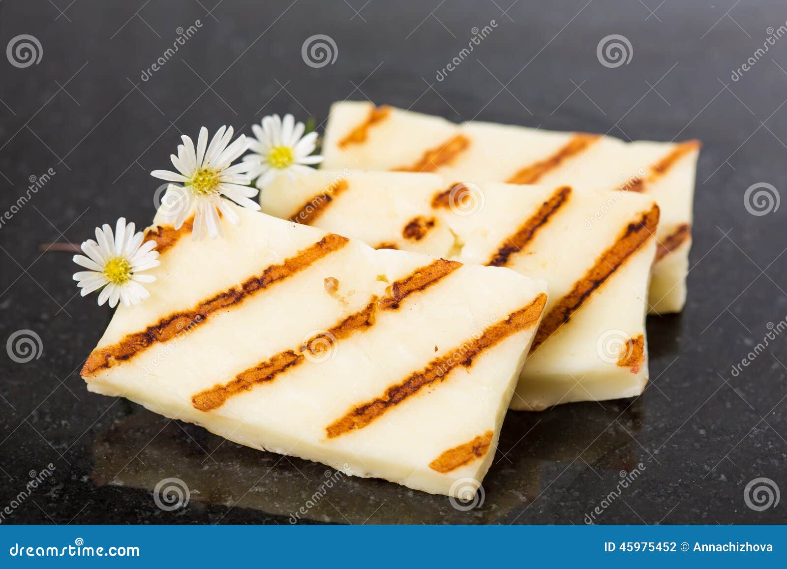 Halloumi Cheese Frying in Grill Pan. Stock Photo Image of grilling