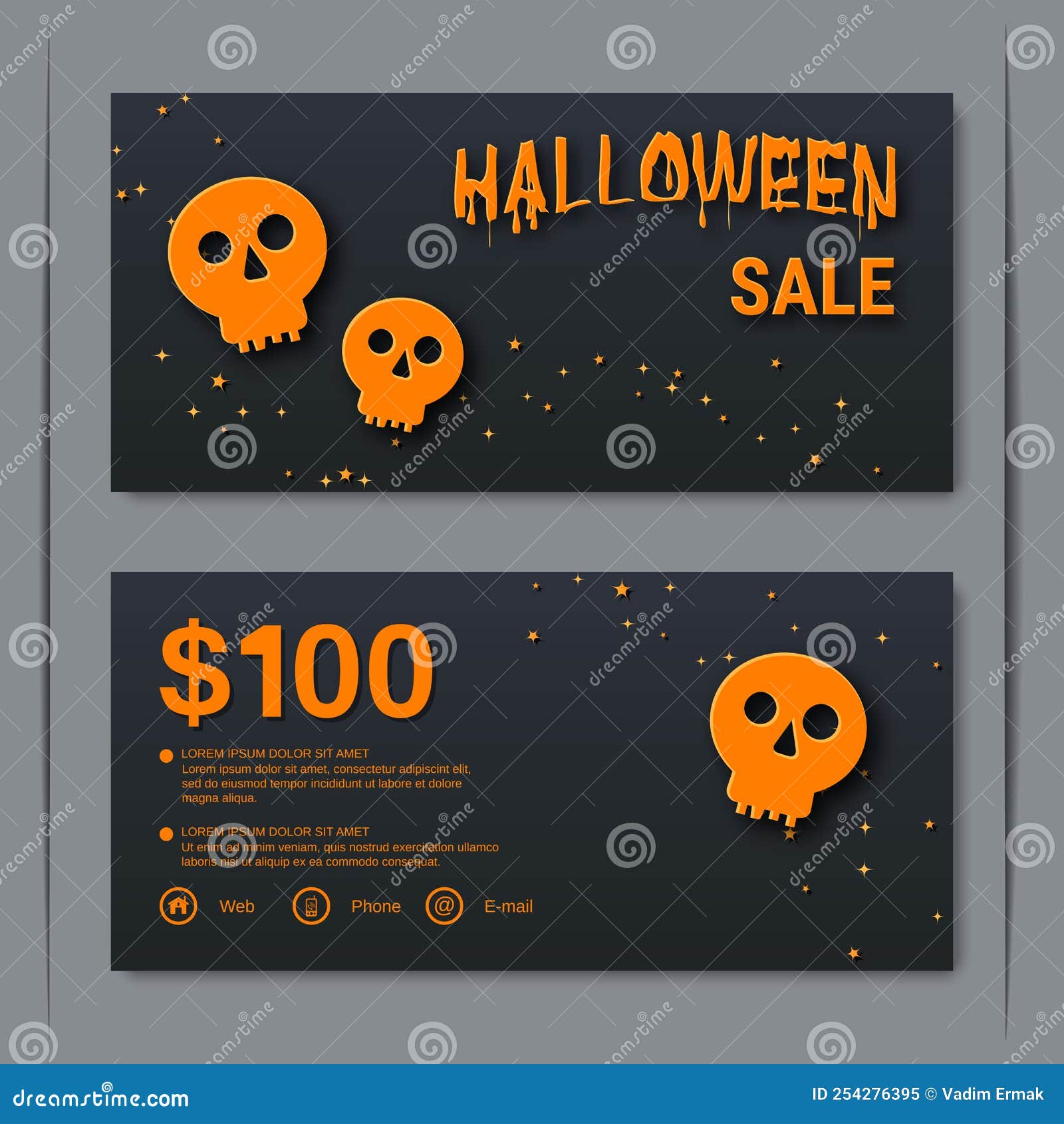Halloween Discount Coupon Vector Template Stock Vector Illustration