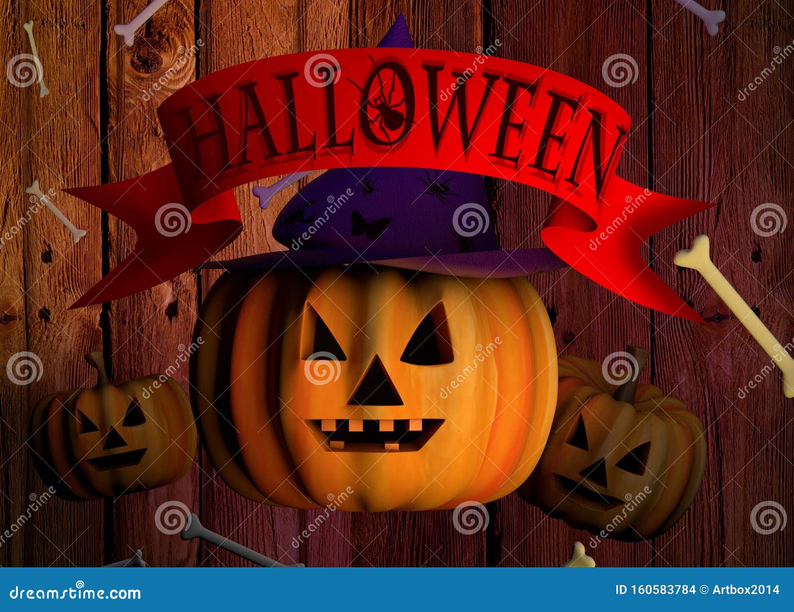 Halloween Background with Pumpkin Stock Illustration - Illustration of ...