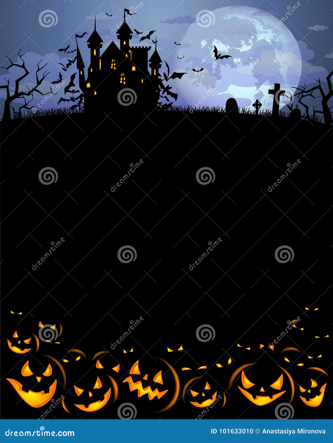 Halloween Background with Scary Pumpkins and Dracula Castle Stock ...