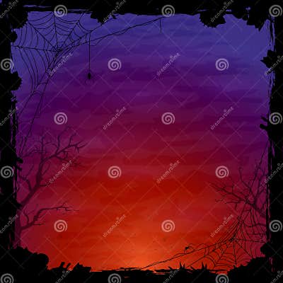 Halloween Background with Spiders Stock Vector - Illustration of tree ...