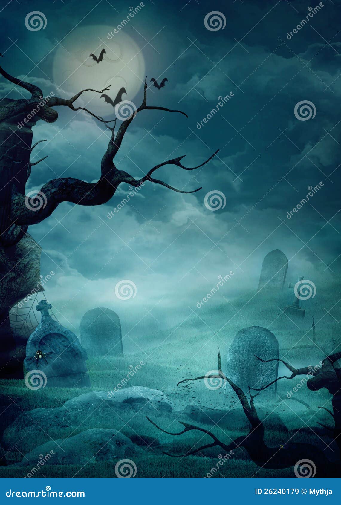 halloween background - spooky graveyard