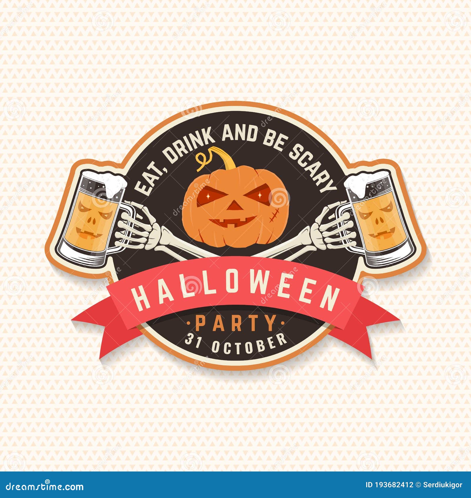 Halloween Beer Party Patch. Halloween Retro Badge, Pin. Sticker for ...