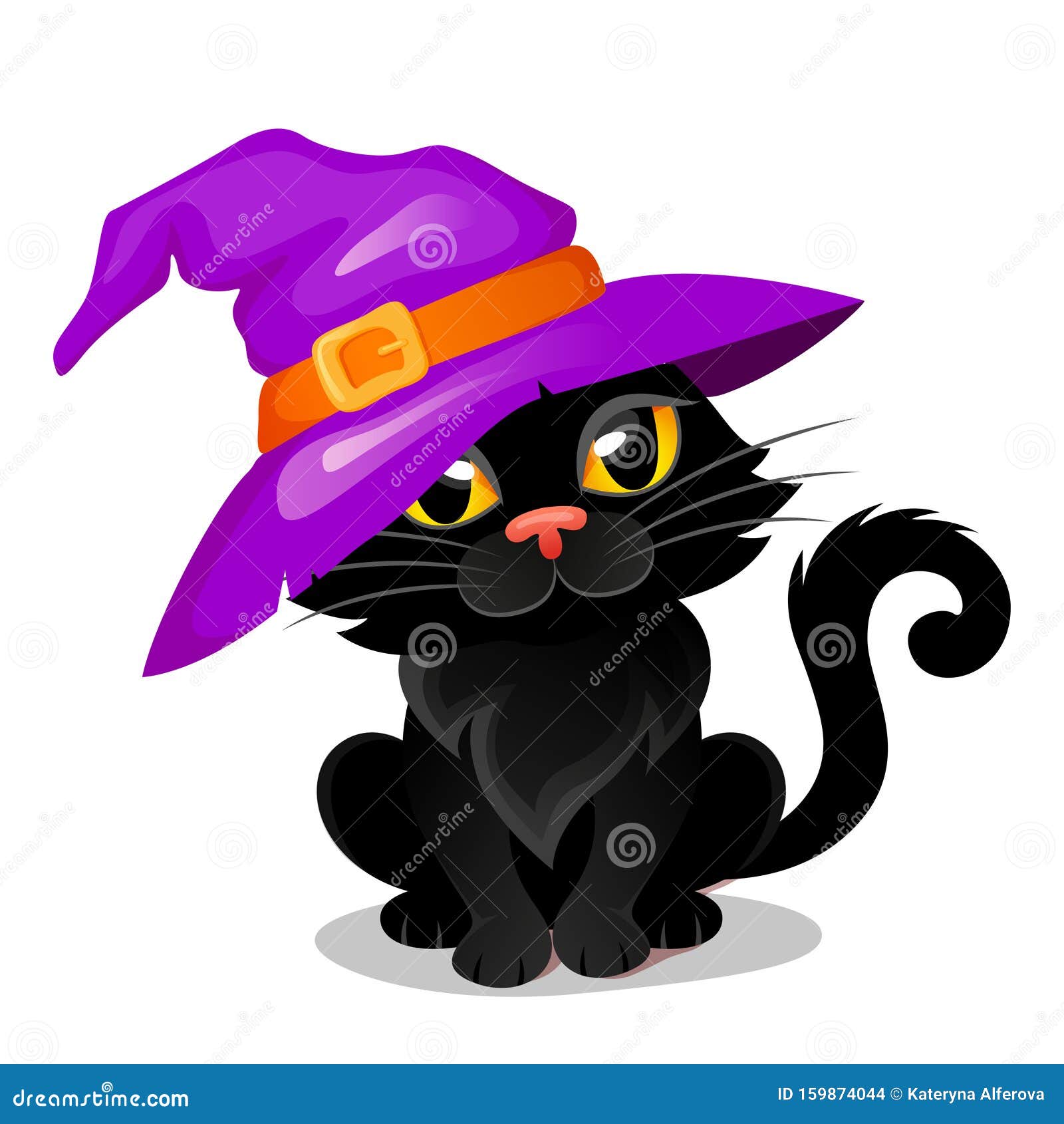 Halloween Black Cat In A Witch Hat Stock Vector